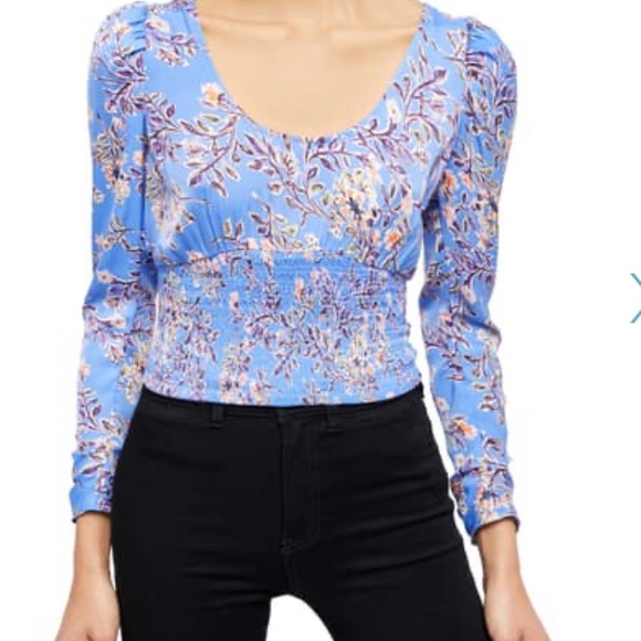 Free People Printed Santiago Blouse in Blue - Picture 3 of 12